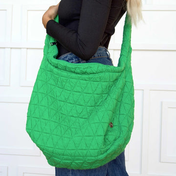 Marie Green Quilted Hobo Bag