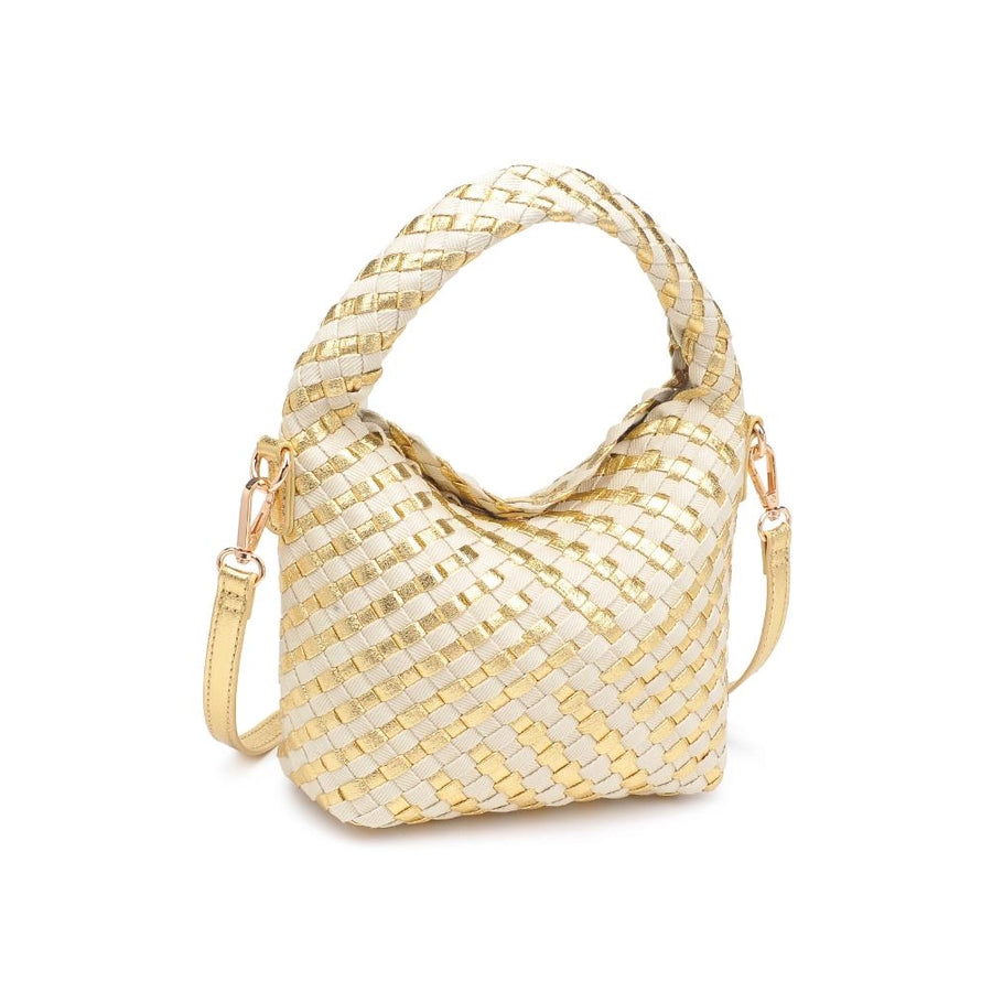 Gold Woven Mixed Material Crossbody