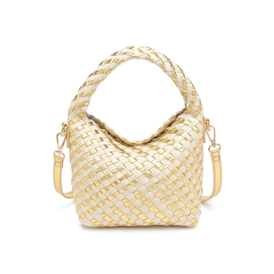 Gold Woven Mixed Material Crossbody