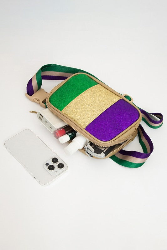 Mardi Gras Vegan Leather Belt Bag **PREORDER ITEM SHIPS FEBRUARY 3RD**