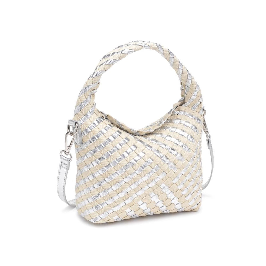 Silver Woven Mixed Material Crossbody