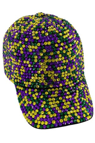 Mardi Gras Crystals Ball Cap **FREE SHIPPING WILL SHIP JAN 19-23**