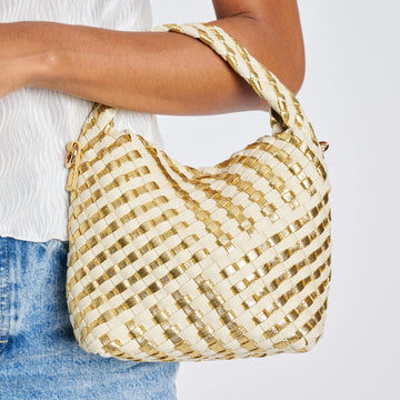 Gold Woven Mixed Material Crossbody