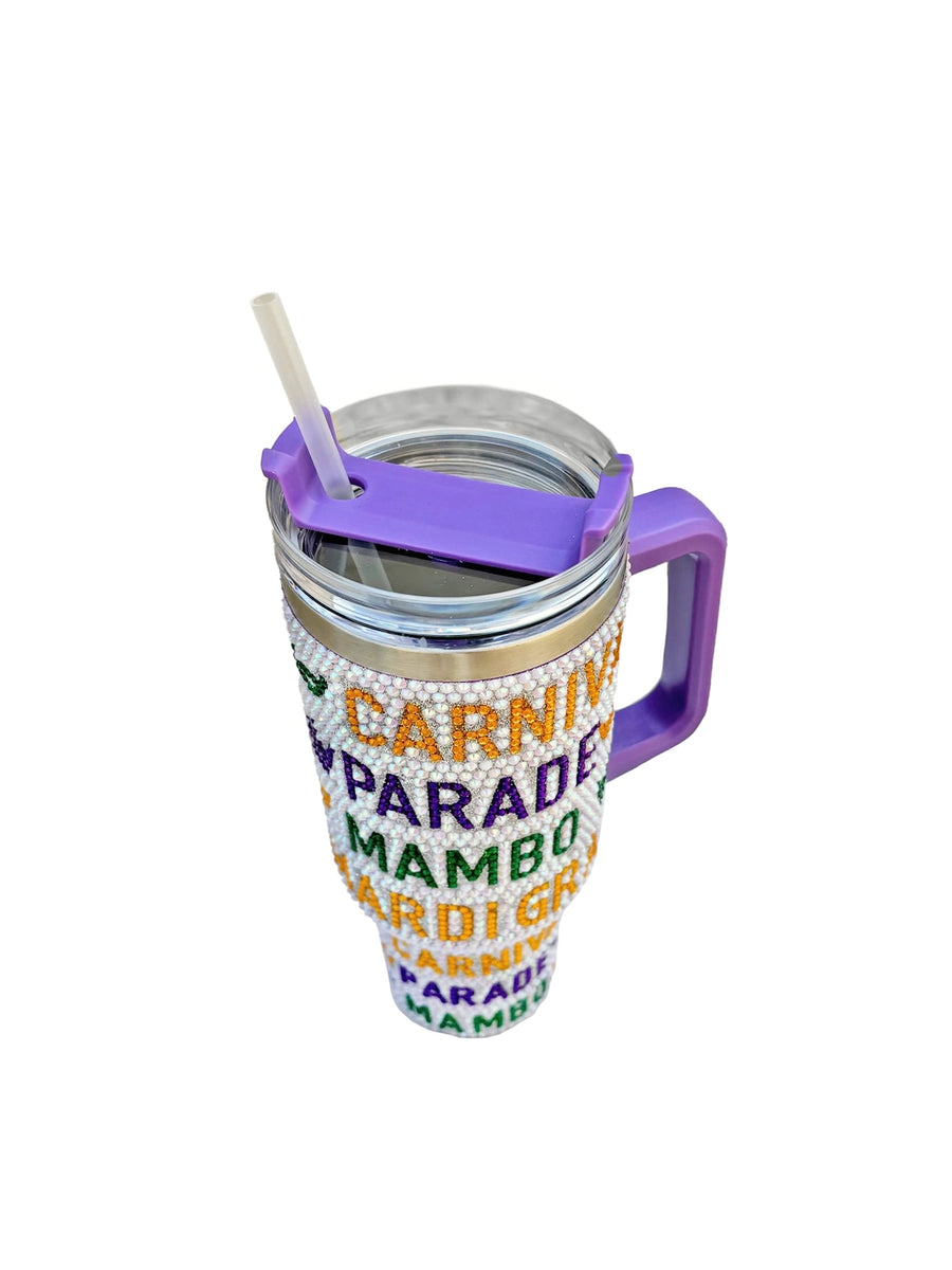 MARDI GRAS BEADED CUP  ** FREE SHIPPING PREORDER WILL SHIP JAN 19-24**