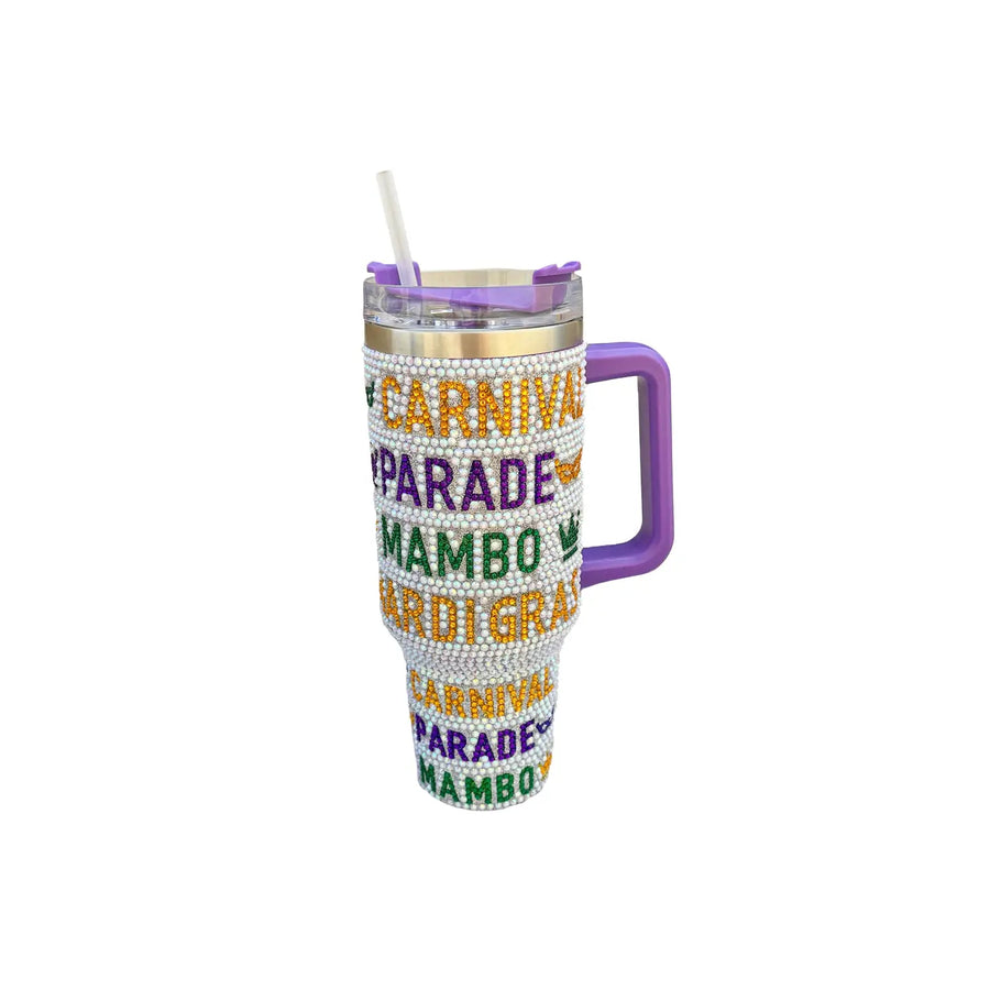 MARDI GRAS BEADED CUP  ** FREE SHIPPING PREORDER WILL SHIP JAN 19-24**