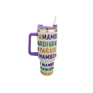 MARDI GRAS BEADED CUP  ** FREE SHIPPING PREORDER WILL SHIP JAN 19-24**