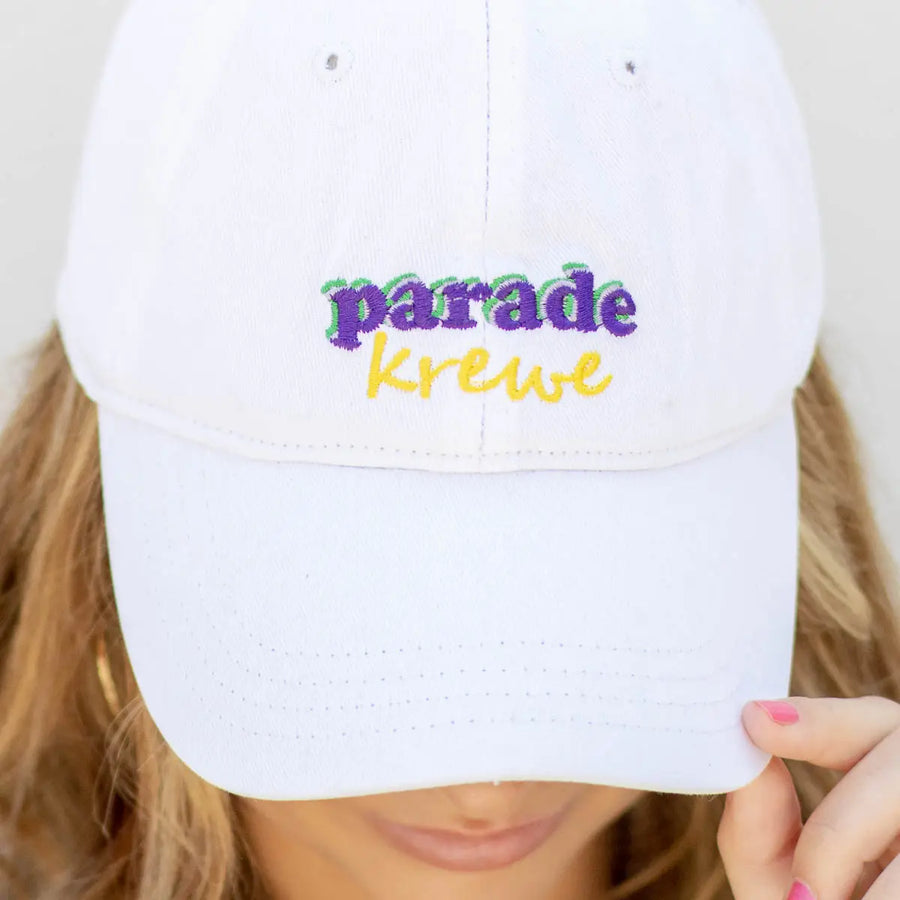 Parade Krewe Baseball Hat White/Multi One Size FREE SHIPPING **PRE ORDER ITEM WILL START SHIPPING JAN 17-23**