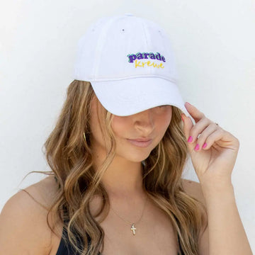 Parade Krewe Baseball Hat White/Multi One Size FREE SHIPPING **PRE ORDER ITEM WILL START SHIPPING JAN 17-23**