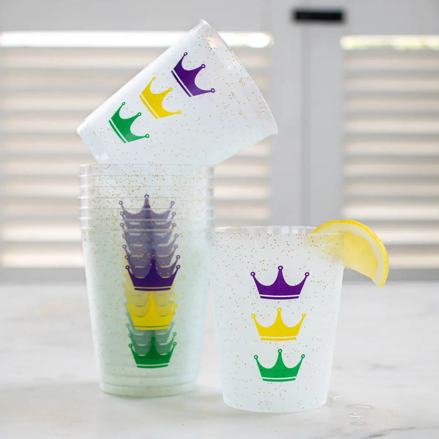 Victoria Crown Mardi Gras Party Cups 16oz (Set of 10)**FREE SHIPPING **PRE ORDER ITEM WILL START SHIPPING JAN 17-23**