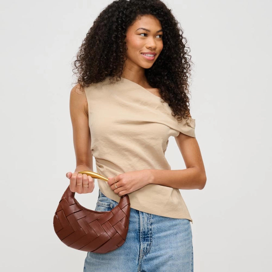 BROWN WOVEN CROSSBODY