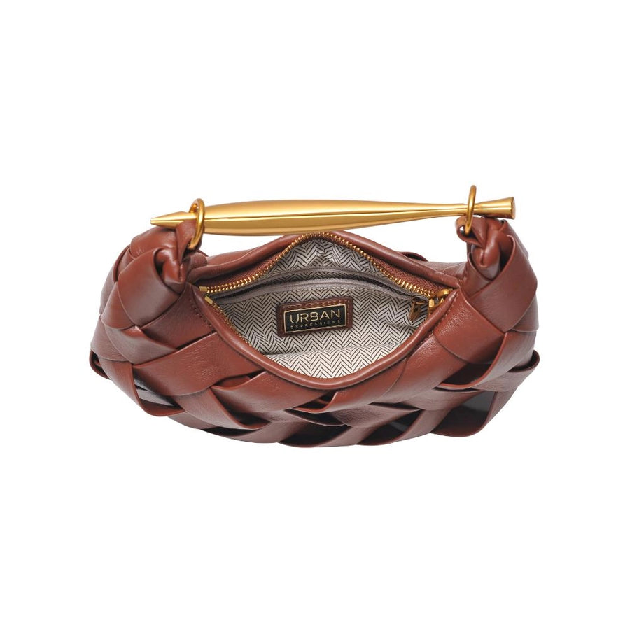 BROWN WOVEN CROSSBODY